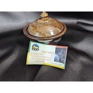 Brown/Blue Ceramic Egg Cooker - Handmade Handcrafted Pottery Made in America